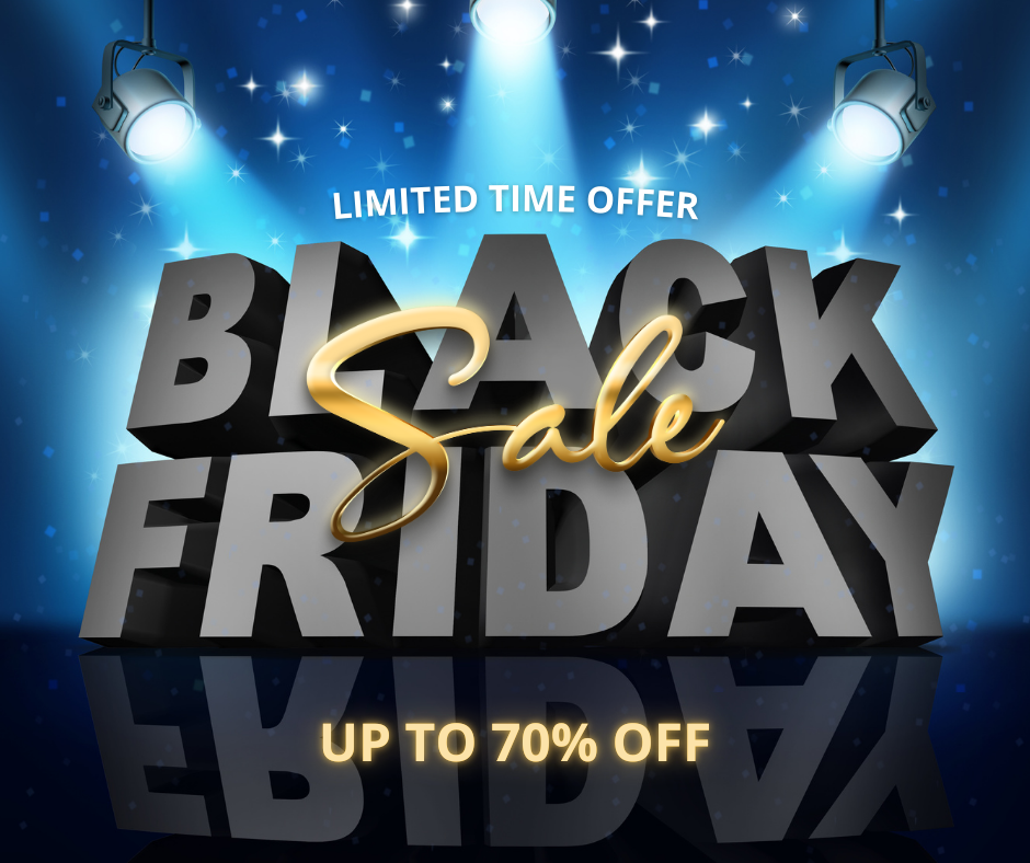 Blue and gold modern black friday sale campaign facebook post